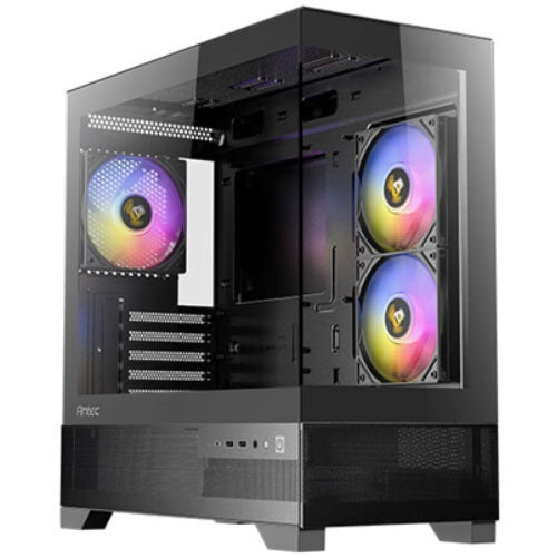 (LG)Antec CX500M ARGB - Black, Mini Tower, Micro-ATX/ITX, 270° Tempered Glass, USB-C, 3× ARGB Fans, 360mm Radiator, 1Yr Wty