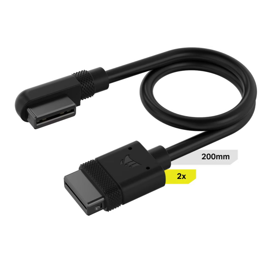 Corsairi CUE LINK Cable, 2x 200mm with Straight/Slim 90° connectors, Black(LS)