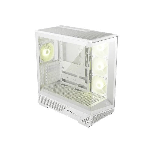 MSI MAG PANO 130R PZ -WHITE – ATX/mATX/ITX, 400mm GPU, 165mm CPU, 7 slots, 6×120mm, 360 rad top/side, 2×USB-A, 1×USB-C 20Gbps, 460×232×490mm, 8.37kg
