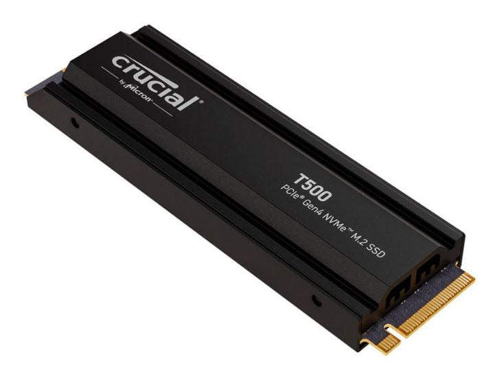 Crucial T500 4TB Gen4 NVMe SSD Heatsink - 7400/7000 MB/s R/W 2400TBW 1440K IOPs 1.5M hrs MTTF Acronis True Image Creative Cloud PS5