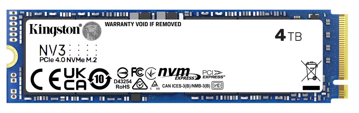 Kingston SNV3S NV3 4TB PCle 4.0x4 NVMe M.2 2280 Gen4 SSD 6000/5000MB/s 3D HAND compaitible Notebook and SFF 5Y Limited (LS)