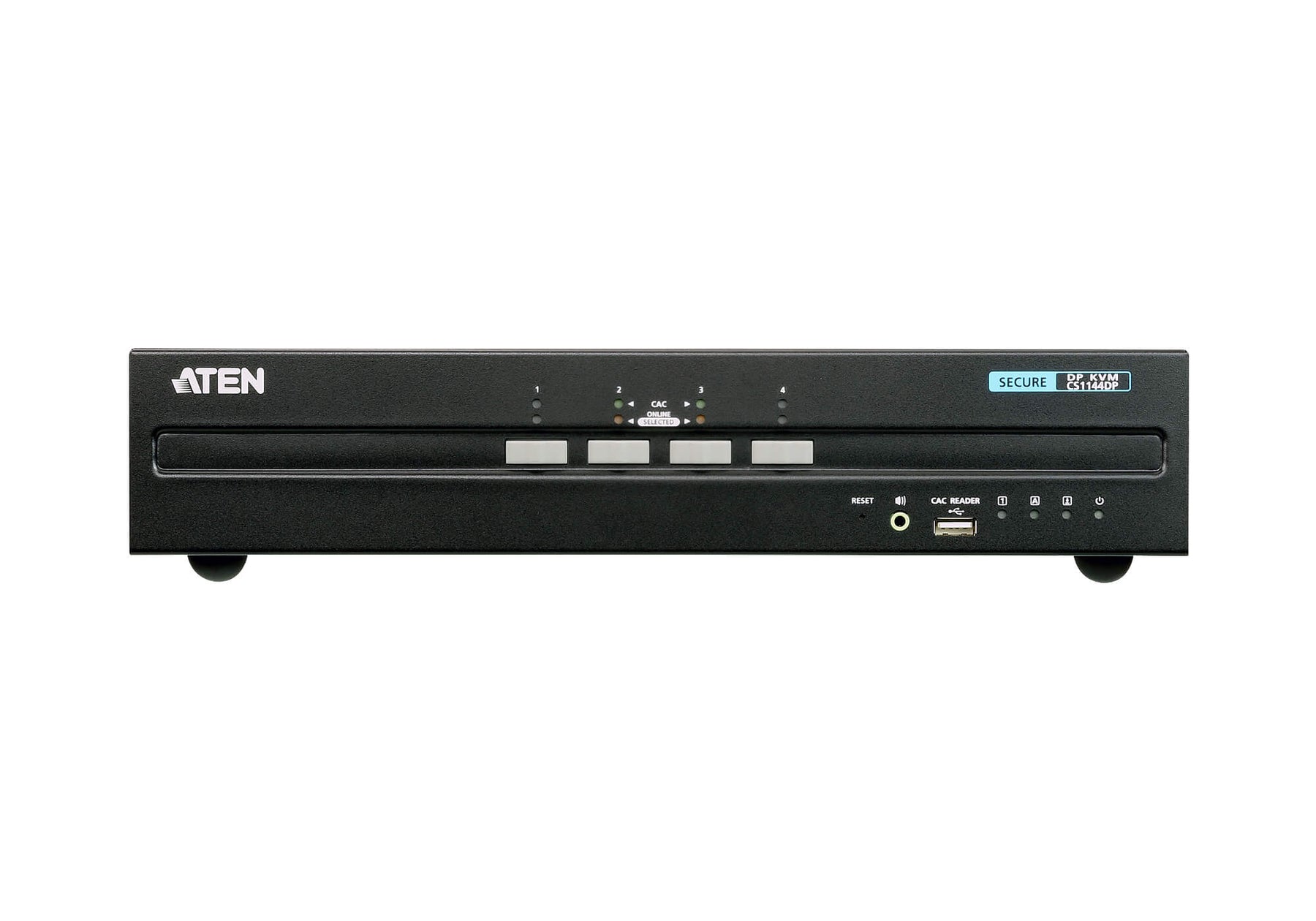 Aten 4-Port USB DisplayPort Dual Display Secure KVM Switch (PSS PP v3.0 Compliant), enable and disable CAC devices by port, with CAC black