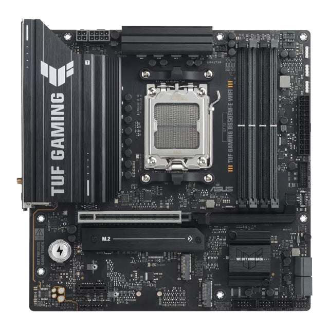 ASUS AMD TUF GAMING B650EM-E WIFI (AM5) Micro-ATX Motherboard, DDR5 256GB, 1x PCIe 5.0 x16, 3x M.2 slots, 4x SATA, Wi-Fi 6, 2.5Gb LAN, 1x HDMI