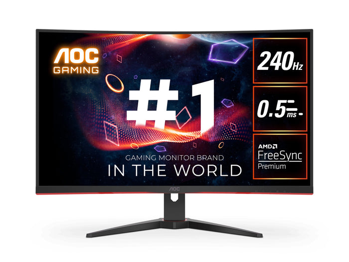 (LS) AOC 31.5' Curved Monitor (C32G2ZE) – FHD 240Hz VA, 0.5ms, 1500R curve, 123% sRGB, DP 1.2, HDMI 2.0, Delta E<2, tilt adjustable, 3000:1 contrast