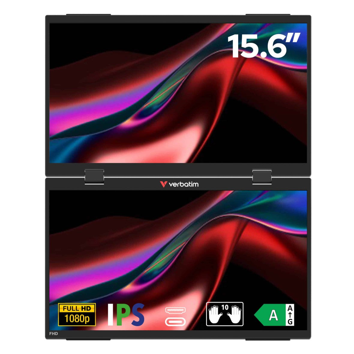 Verbatim 15.6' USB-C Full HD 1080p Dual Portable Monitor, HDMI, IPS