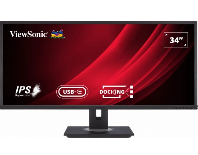 ViewSonic 34' WQHD 3440 x 1440, USB-C Docking, 90w Charger,Ethernet, FreeSync, Speaker, VDisplay, HAS, Superclear, VG3456 Business Monitor, 3YARW
