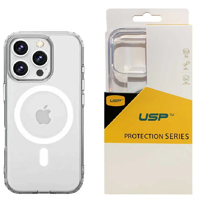 USP Clear Rock Series MagSafe Shockproof Case for iPhone 16 Pro – Clear