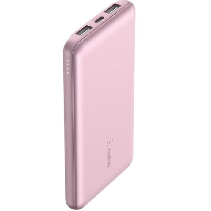 Belkin BoostCharge 10k mAh Power Bank (Triple-Port) + USB-C to USB-A Cable - Pink (BPB011btPK),2x USB-A(12W),1x USB-C(15W), $2500 CEW,2 Years Warranty