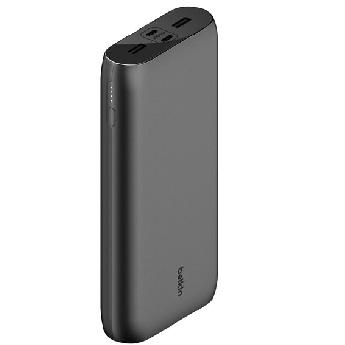 LS Belkin BoostCharge CCC-Certified 26k mAh Power Bank (4 Port )+USB-C to USB-C Cable (45CM) -Black(BPB016BTBK), 2x USB-A, 2x USB-C, 2 Years Warranty