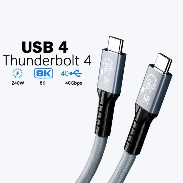 USP BoostUp Thunderbolt 4 USB-C to USB-C Cable (1M) Black - USB4 - 40Gbps,240W, 8K (60Hz)/4K (144Hz), Fast Charge, 5 Years Warranty