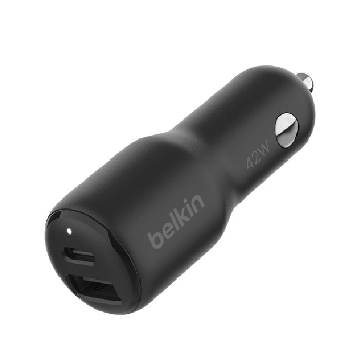 Belkin BoostCharge Dual 42W Car Charger - Black (CCB005BTBK), 1xUSB-C (30W), 1xUSB-A (12W), Best for Apple & Samsung,$2,500 CEW, 2 Years Warranty