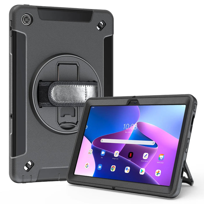 USP Rugged Lenovo Tab M11 (11') Case + Screen Protector Black - Built-in-Kickstand, Hand & Shoulder Strap, DropProof, 5 Years Warranty