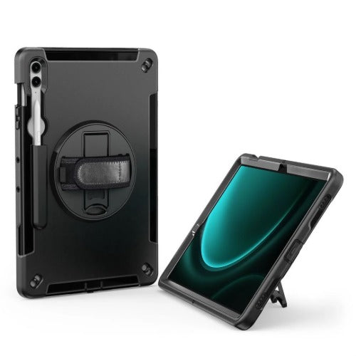 USP Rugged Samsung Galaxy Tab S10+/ Tab S9+ /Tab S9 FE+ (12.4') Case Black -  Built-in-Kickstand, Hand & Shoulder Straps, DropProof, 5 Years Warranty