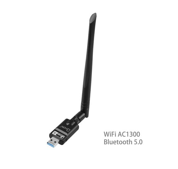 Oxhorn USB Wireless + Bluetooth Combo Adapter Dual Band AC1300, Bluetooth 5.0 Supports Windows 11/10/8/7, Mac Black