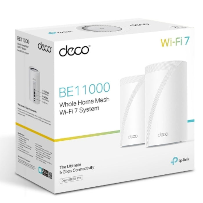 ((AMAZON ONLY))TP-Link Deco BE65 Pro(2-pack) BE11000 Whole Home Mesh WiFi 7 System, 688 Mbps at 2.4 GHz + 4320 Mbps at 5 GHz + 5760 Mbps at 6 GH