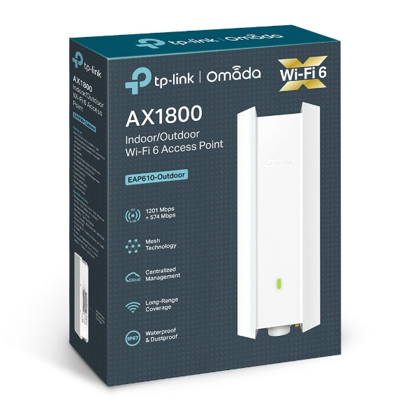(CH)TP-Link EAP610-Outdoor Omada AX1800 Indoor/Outdoor WiFi 6 Access Point, 1.8 Gbps, Long Range Coverage, IP67 Weatherproof, OFDMA, MU-MIMO