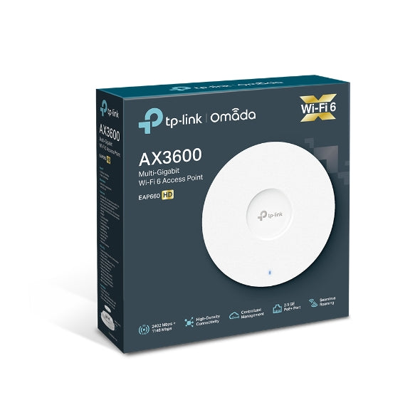 (CH)TP-Link EAP660 HD Omada AX3600 Wireless Dual Band Multi-Gigabit Ceiling Mount Access Point, 2402Mbps @ 5GHz  POE+, SNMP, MU-MIMO, QoS, Mount