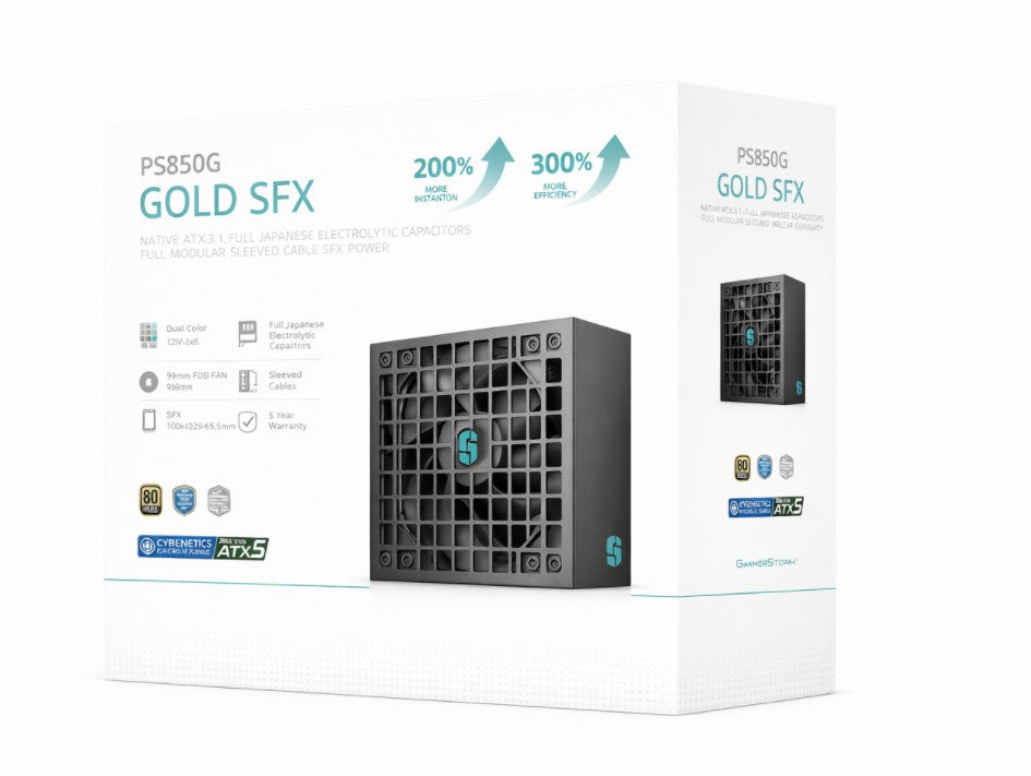 DeepCool PS850G 850W Gamer Storm SFX ,Full Japanese Electrolytic Capacitors, Cybenetics Platinum /PPLP Gold, Fluid Dynamic Bearing