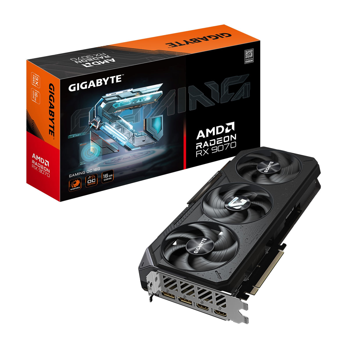 Gigabyte Radeon™ RX 9070 GAMING OC 16G, 20 Gbps, GDDR6, PCI-E 5.0, PSU 750W, 8 pin*2, DisplayPort 2.1a x2 HDMI 2.1b x2