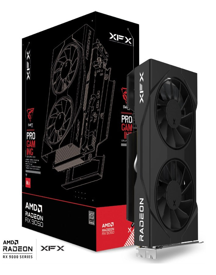 XFX Swift AMD Radeon RX 9050 Gaming Edition with 8GB GDDR6 HDMI 2xDP, AMD RDNA™ 4 (RX-95SWFT8BE)